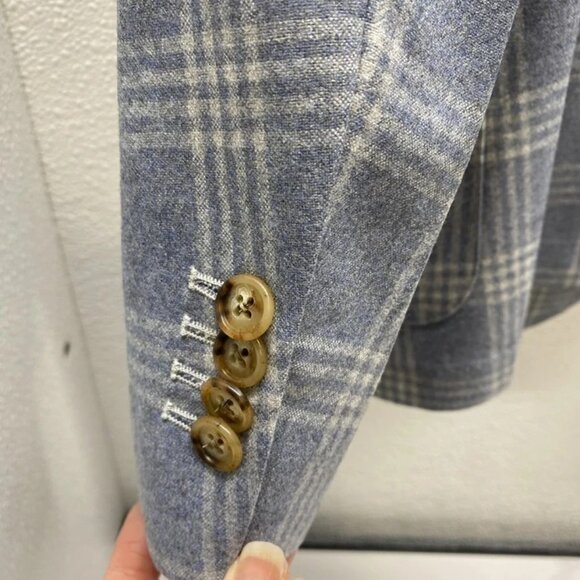 NEW GEN TEAL Men’s Plaid Check Sport Coat Size 38 Regular Cornflower Blue - Picture 4 of 11